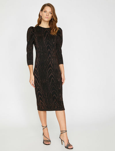 15137 black bronze shimmer knitted dress