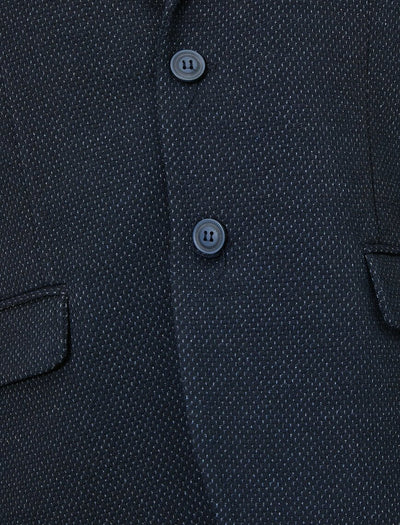 17496 Navy Button Detailed Blazer Jacket