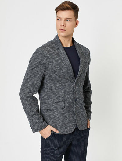 17520 Navy Button Detailed Jacket