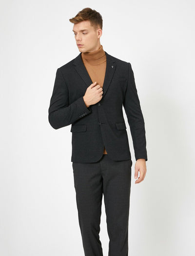 17547 Grey Button Detailed Jacket