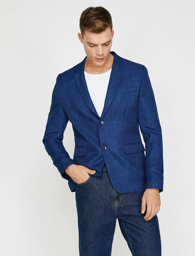 17482 Petrol Two Buttons Blazer Jacket