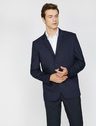  Button Detailed Jacket Navy 