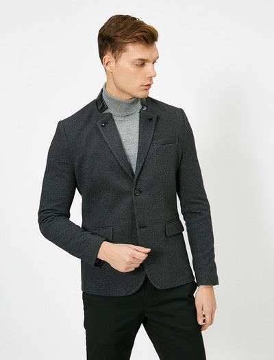 17483 Black Two Buttons Jacket