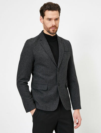 17553 Anthracite Button Detailed Jacket