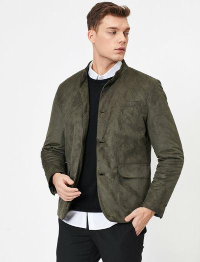 17558 Khaki Suede Look Jacket