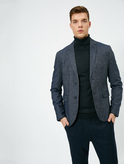 17495 Navy Button Detailed Jacket