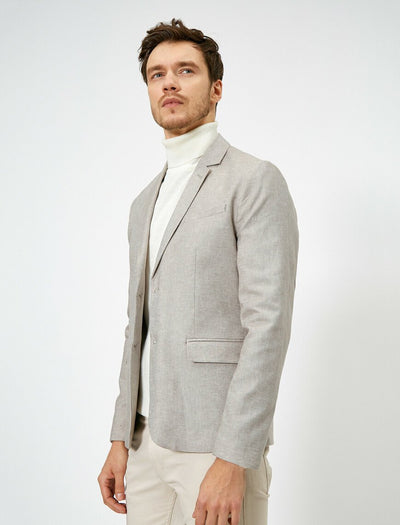 17490 Beige Single Vent Blazer Jacket