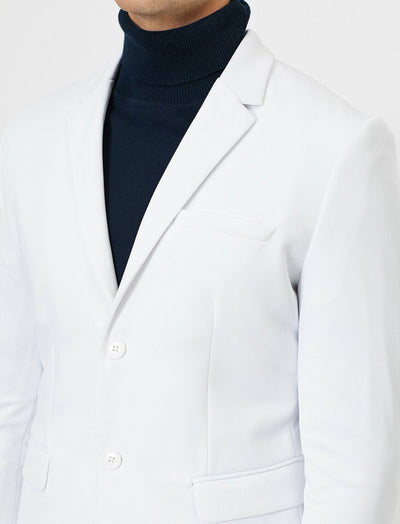 17555 White Button Detailed Jacket