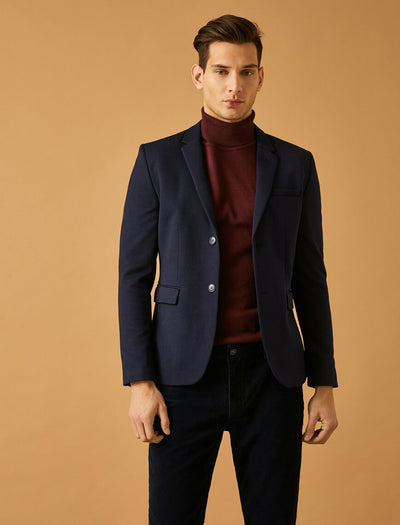 17486 Navy Two Button Blazer Jacket
