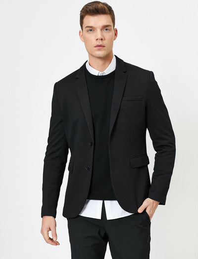 17479 Black Single Vent Two Button Jacket