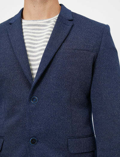 17489 Navy Button Detailed Blazer Jacket