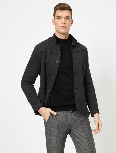 17485 Black High Neck Jacket