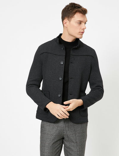 17485 Black High Neck Jacket