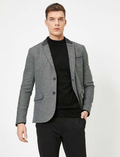 17549 Grey Button Detailed Jacket