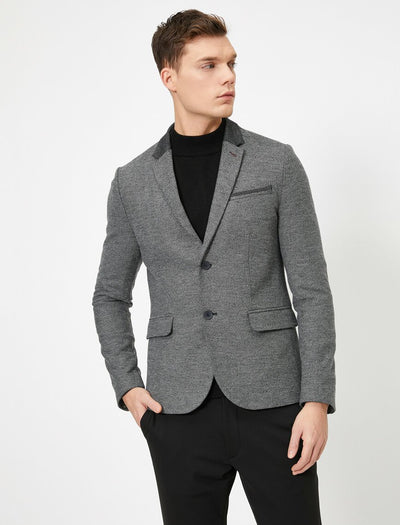 17549 Grey Button Detailed Jacket