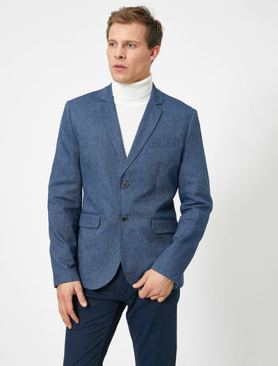 17494 Petrol Button Detailed Jacket