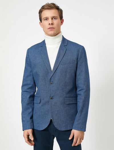 17494 Petrol Button Detailed Jacket