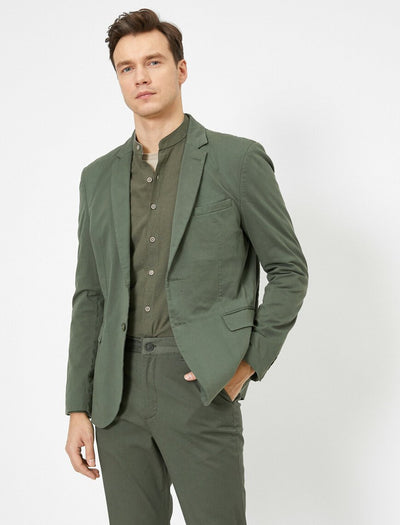 17491 Green Two Button Blazer Jacket