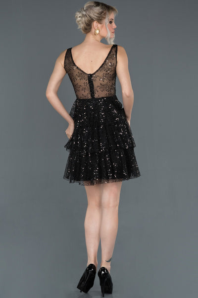  Black Skirts Folded Sequined Sequined Evening Dress ABK761 