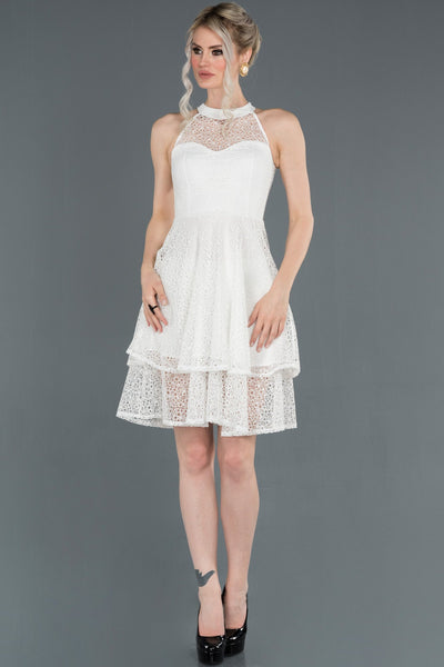 16978 ecru tiered lace dress