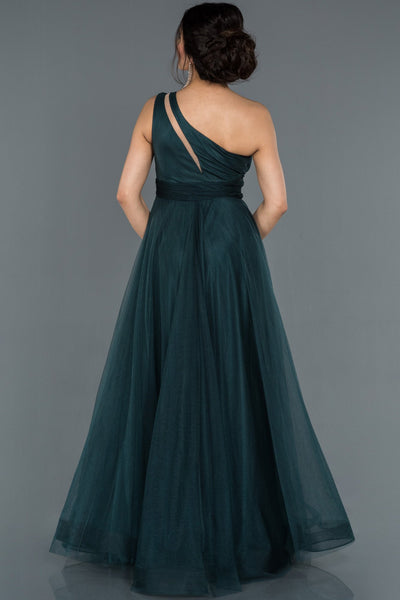 17009 emerald green one shoulder embroidered princess dress