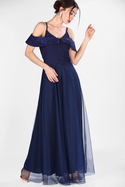  Si̇mli̇ navy women evening dress 