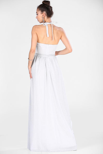  Silver gray women evening dress 