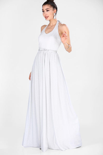  Silver gray women evening dress 