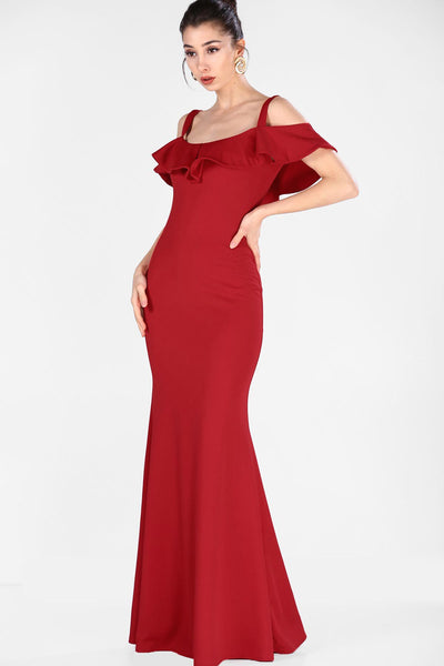  Red women fish model evening dress 