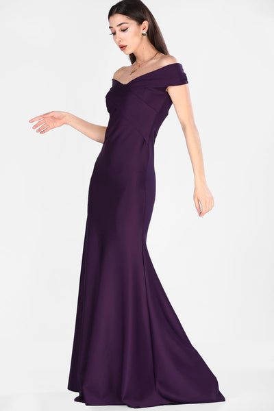  Dark purple women fish model evening dress 