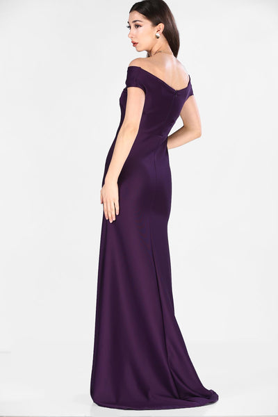  Dark purple women fish model evening dress 