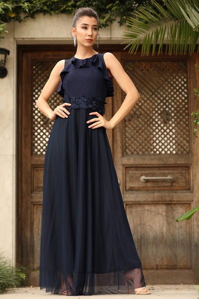  Si̇mli̇ navy women evening dress 