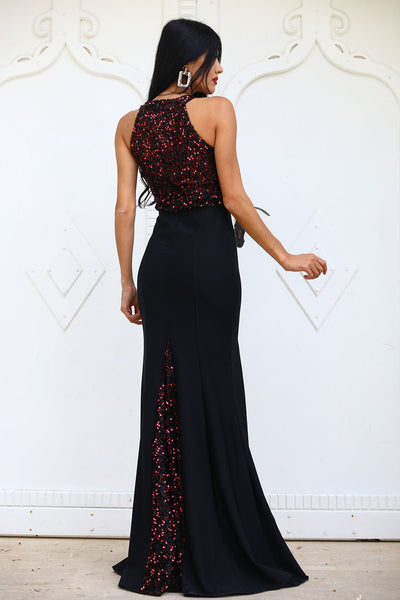  Red women black women fish model evening dress 