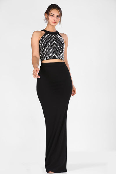  Pearl black women fish model twin set 