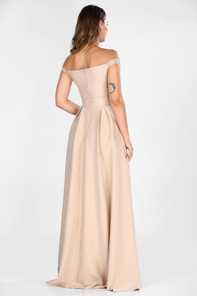 Strong beige women evening dress 
