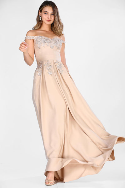  Strong beige women evening dress 