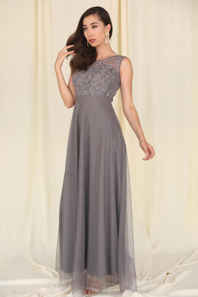  Tulle gray women evening dress 