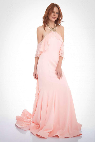 2533 Powder Ruffle Train Halterneck Dress Women Dress South Africa