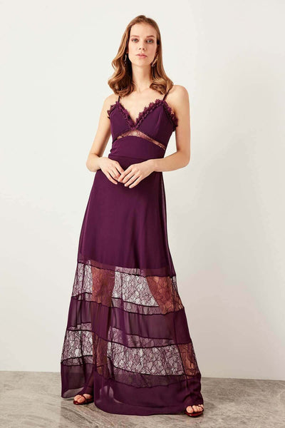 2975 Purple Lace-Chiffon Slip Dress Women Dress South Africa