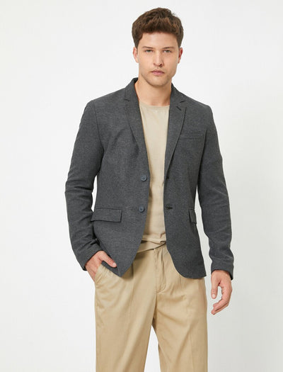 17515 Grey Button Detailed Blazer