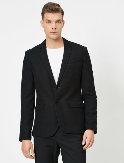 17508 Black Two Button Jacket