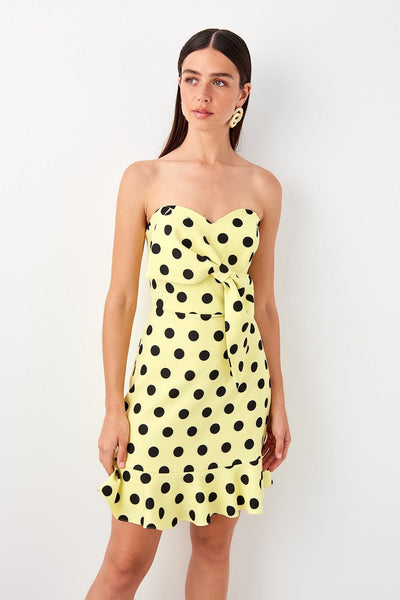  Yellow Polka Dot Patterned Dress TPRSS19EL0306 