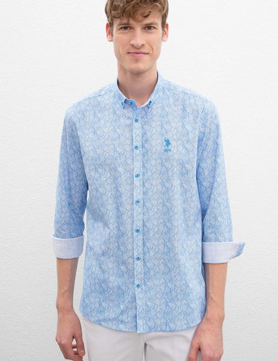 17639 Blue US POLO ASSN Patterned Shirt