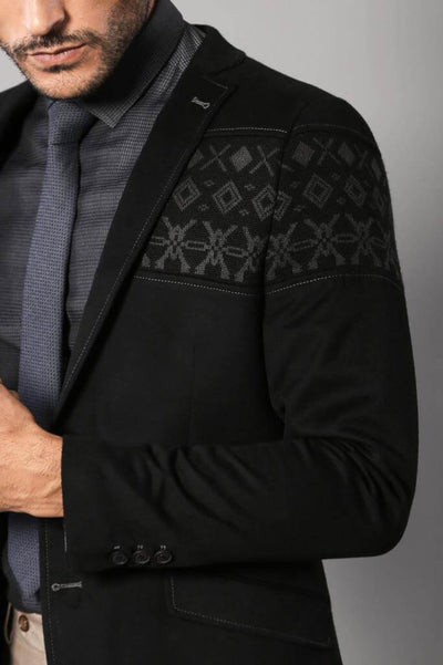 4667 Black Patterned Cashmere Blazer men's jacket South Africa