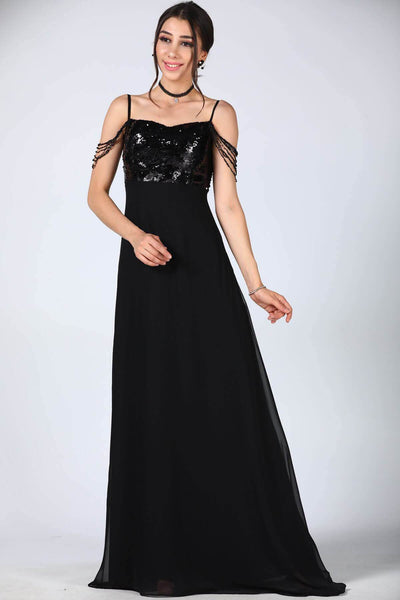 4865 Black Embroidered Sequins Chiffon Skirt Dress Women Dress South Africa