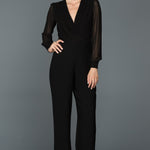 10117 Black Shimmer Detail Chiffon Sleeve Jumpsuit