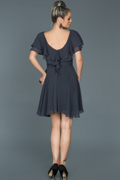  Indigo V Neck Chiffon Dress ABK273 