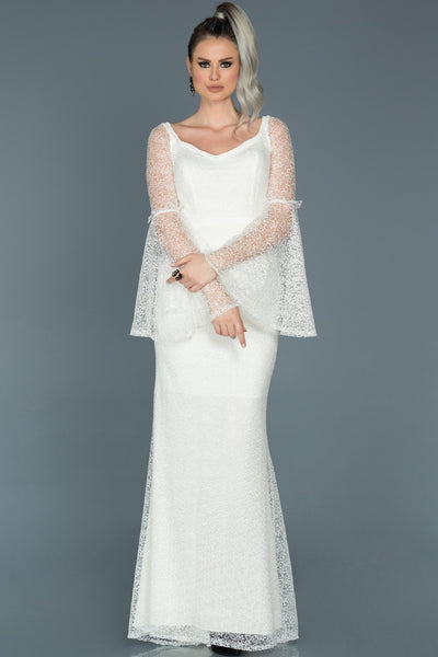  White Guipure Long Sleeve Wedding Dress ABU500 
