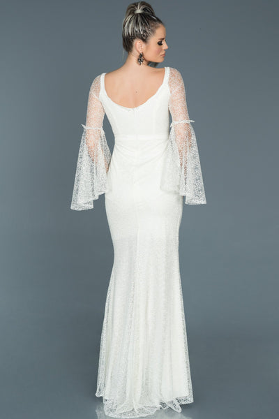  White Guipure Long Sleeve Wedding Dress ABU500 