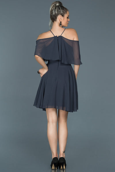  Indigo Short Chiffon Invitation Dress ABK281 